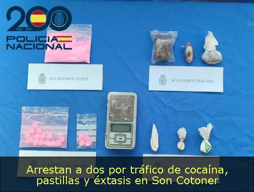 Arrestan a dos por tráfico de cocaína, pastillas y éxtasis en Son Cotoner