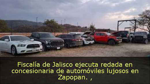 Fiscalía de Jalisco ejecuta redada en concesionaria de automóviles lujosos en Zapopan. 