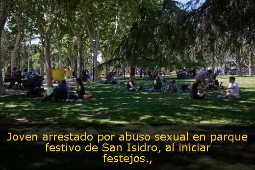 Joven arrestado por abuso sexual en parque festivo de San Isidro, al iniciar festejos
