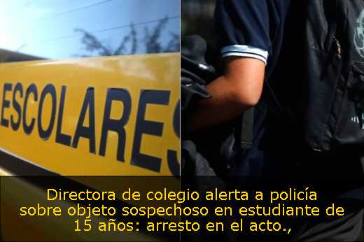 Directora de colegio alerta a policía sobre objeto sospechoso en estudiante de 15 años: arresto en el acto