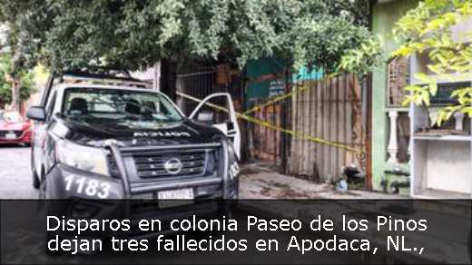 Disparos en colonia Paseo de los Pinos dejan tres fallecidos en Apodaca, NL