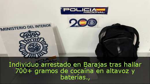 Individuo arrestado en Barajas tras hallar 700  gramos de cocaína en altavoz y baterías