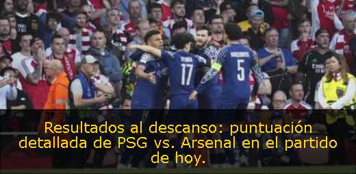Resultados al descanso: puntuación detallada de PSG vs. Arsenal en el partido de hoy. 