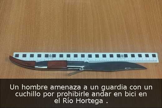 Un hombre amenaza a un guardia con un cuchillo por prohibirle andar en bici en el Río Hortega 