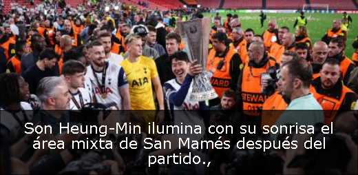 Son Heung-Min ilumina con su sonrisa el área mixta de San Mamés después del partido