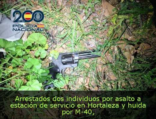 Arrestados dos individuos por asalto a estación de servicio en Hortaleza y huida por M-40