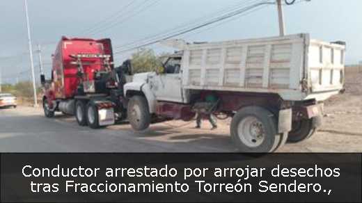 Conductor arrestado por arrojar desechos tras Fraccionamiento Torreón Sendero