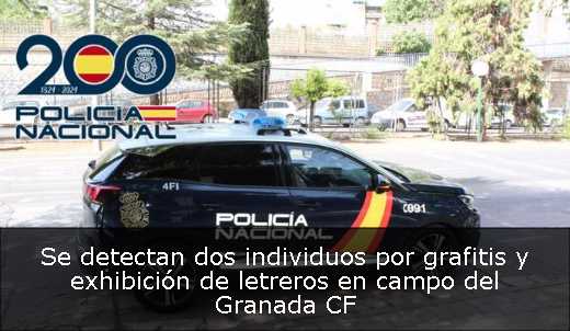 Se detectan dos individuos por grafitis y exhibición de letreros en campo del Granada CF 