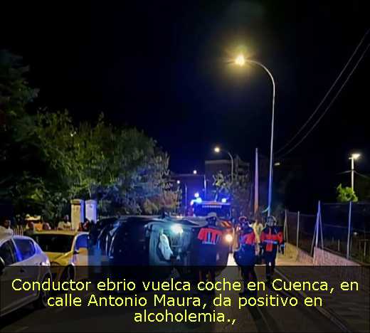 Conductor ebrio vuelca coche en Cuenca, en calle Antonio Maura, da positivo en alcoholemia