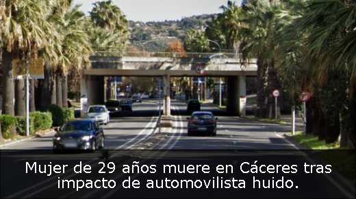 Mujer de 29 años muere en Cáceres tras impacto de automovilista huido