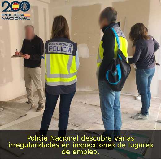 Policía Nacional descubre varias irregularidades en inspecciones de lugares de empleo. 