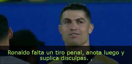 Ronaldo falta un tiro penal, anota luego y suplica disculpas. 