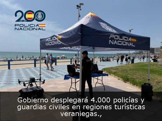 Gobierno desplegará 4.000 policías y guardias civiles en regiones turísticas veraniegas
