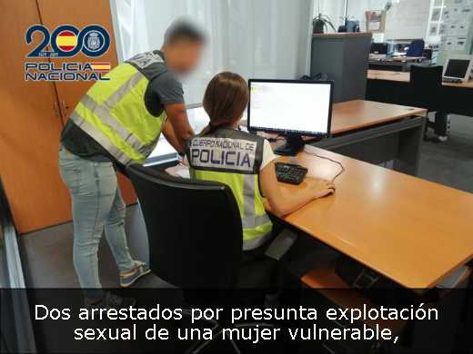 Dos arrestados por presunta explotación sexual de una mujer vulnerable