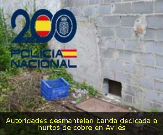Autoridades desmantelan banda dedicada a hurtos de cobre en Avilés 