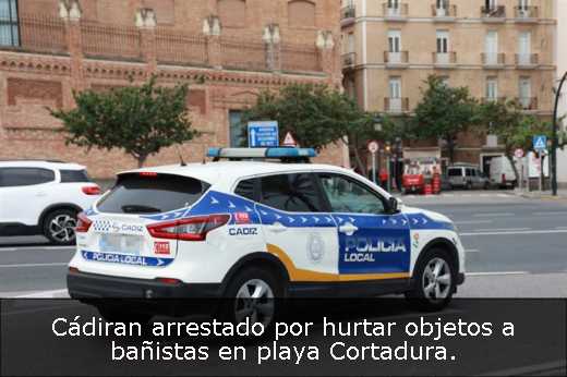 Cádiran arrestado por hurtar objetos a bañistas en playa Cortadura