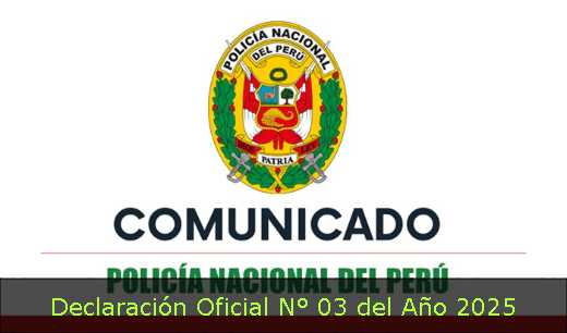 Declaración Oficial N° 03 del Año 2025 