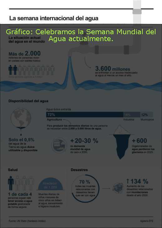 Gráfico: Celebramos la Semana Mundial del Agua actualmente. 