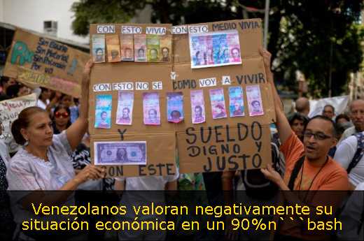 Venezolanos valoran negativamente su situación económica en un 90%n```bash