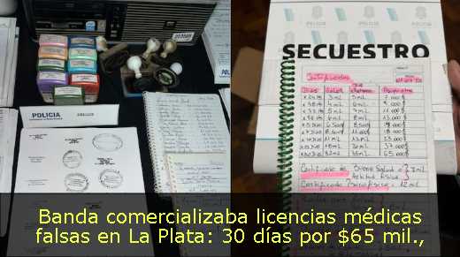 Banda comercializaba licencias médicas falsas en La Plata: 30 días por $65 mil
