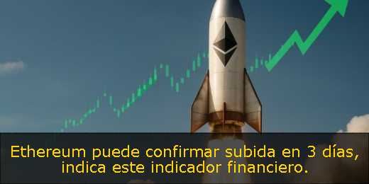 Ethereum puede confirmar subida en 3 días, indica este indicador financiero