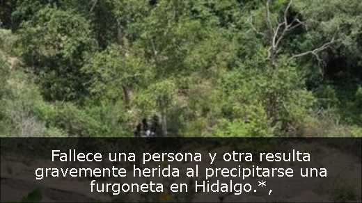 Fallece una persona y otra resulta gravemente herida al precipitarse una furgoneta en Hidalgo.*