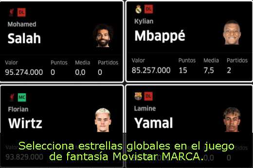 Selecciona estrellas globales en el juego de fantasía Movistar MARCA