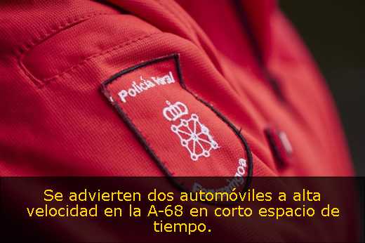 Se advierten dos automóviles a alta velocidad en la A-68 en corto espacio de tiempo