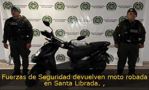 Fuerzas de Seguridad devuelven moto robada en Santa Librada. 