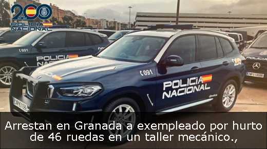 Arrestan en Granada a exempleado por hurto de 46 ruedas en un taller mecánico