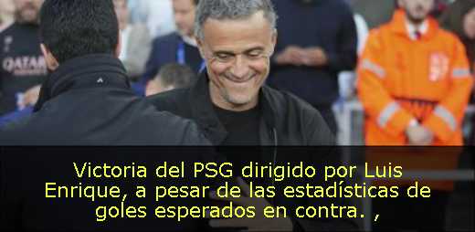 Victoria del PSG dirigido por Luis Enrique, a pesar de las estadísticas de goles esperados en contra. 