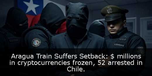 Aragua Train Suffers Setback: $ millions in cryptocurrencies frozen, 52 arrested in Chile