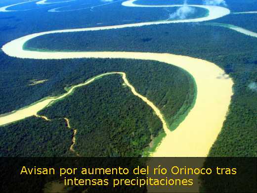 Avisan por aumento del río Orinoco tras intensas precipitaciones 