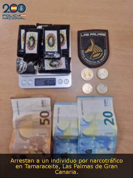 Arrestan a un individuo por narcotráfico en Tamaraceite, Las Palmas de Gran Canaria
