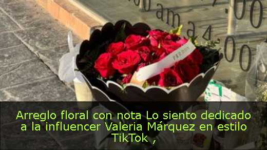 Arreglo floral con nota Lo siento dedicado a la influencer Valeria Márquez en estilo TikTok 