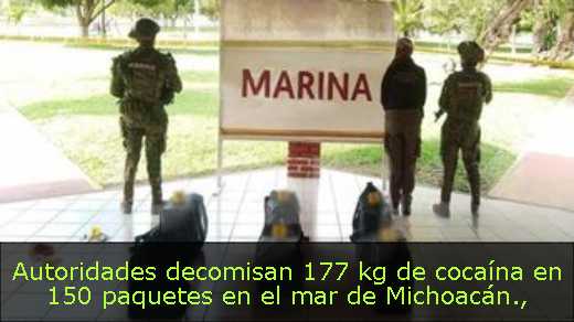 Autoridades decomisan 177 kg de cocaína en 150 paquetes en el mar de Michoacán