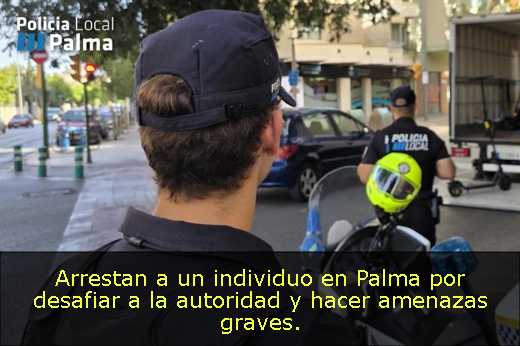 Arrestan a un individuo en Palma por desafiar a la autoridad y hacer amenazas graves. 