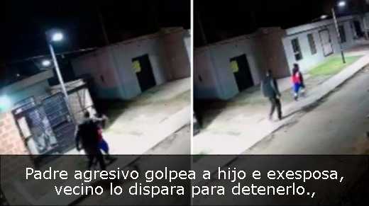 Padre agresivo golpea a hijo e exesposa, vecino lo dispara para detenerlo