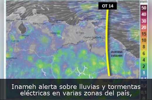 Inameh alerta sobre lluvias y tormentas eléctricas en varias zonas del país