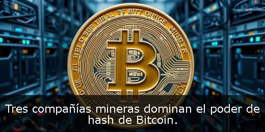 Tres compañías mineras dominan el poder de hash de Bitcoin