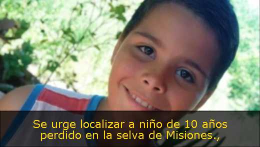 Se urge localizar a niño de 10 años perdido en la selva de Misiones