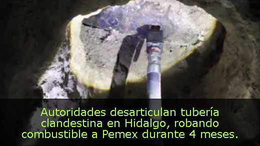Autoridades desarticulan tubería clandestina en Hidalgo, robando combustible a Pemex durante 4 meses. 