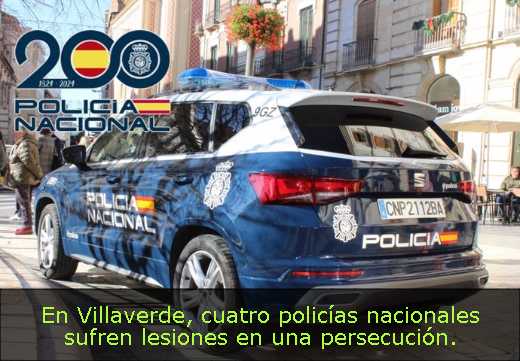 En Villaverde, cuatro policías nacionales sufren lesiones en una persecución