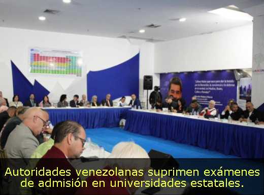 Autoridades venezolanas suprimen exámenes de admisión en universidades estatales