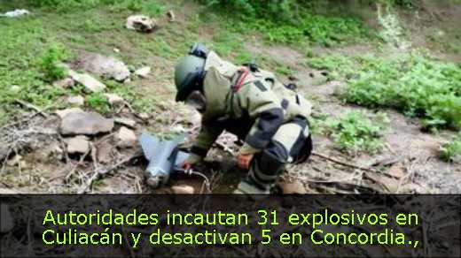 Autoridades incautan 31 explosivos en Culiacán y desactivan 5 en Concordia