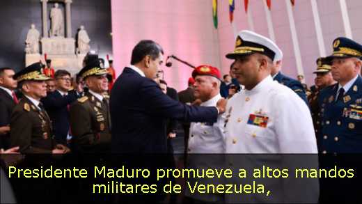 Presidente Maduro promueve a altos mandos militares de Venezuela