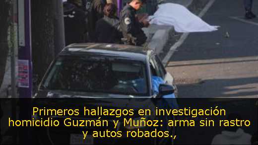 Primeros hallazgos en investigación homicidio Guzmán y Muñoz: arma sin rastro y autos robados