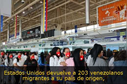 Estados Unidos devuelve a 203 venezolanos migrantes a su país de origen