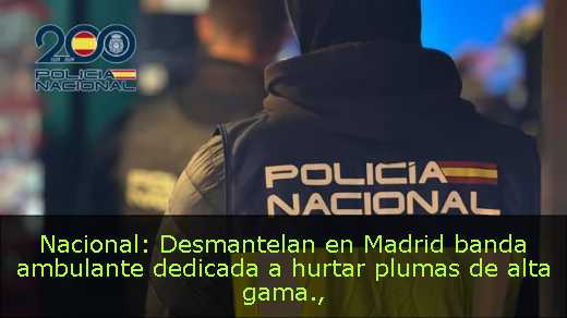 Nacional: Desmantelan en Madrid banda ambulante dedicada a hurtar plumas de alta gama