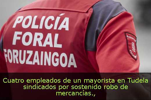 Cuatro empleados de un mayorista en Tudela sindicados por sostenido robo de mercancías